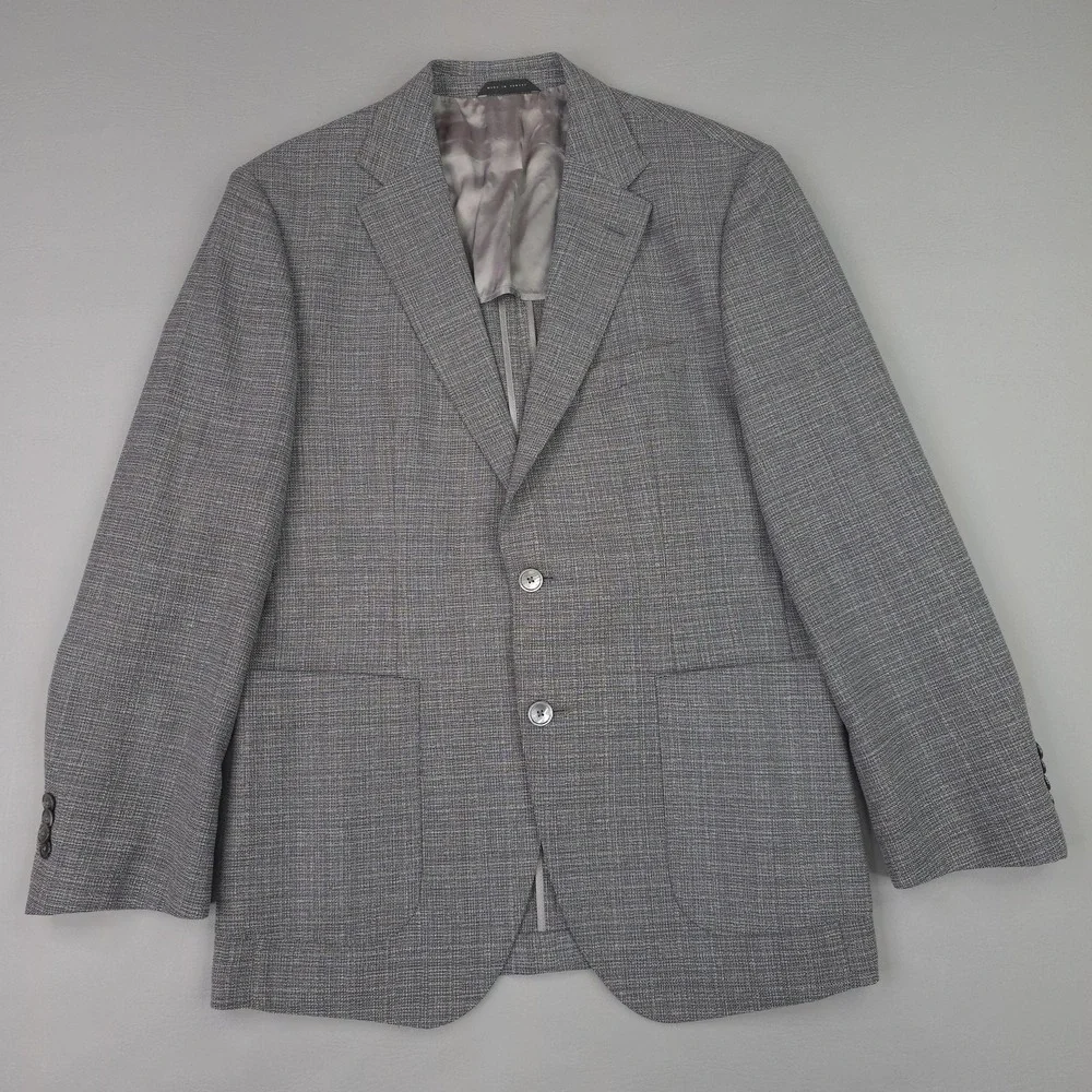 Hugo Boss Blazer Mens 40R Gray Check Wool Janson6 Sport Coat Jacket Regular Fit